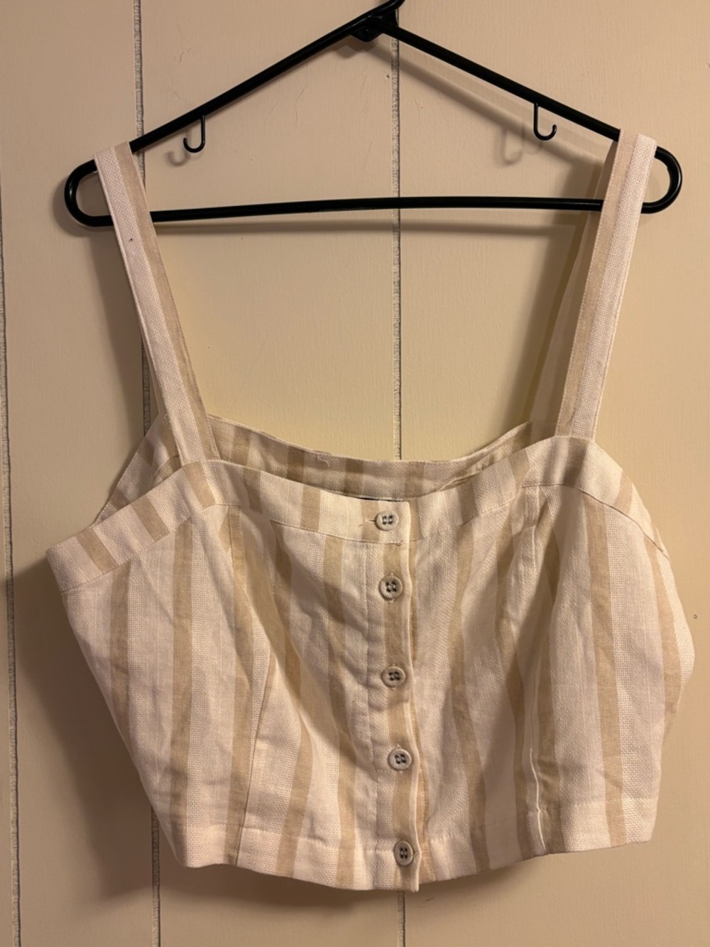 NWT Striped Button Front Crop Top